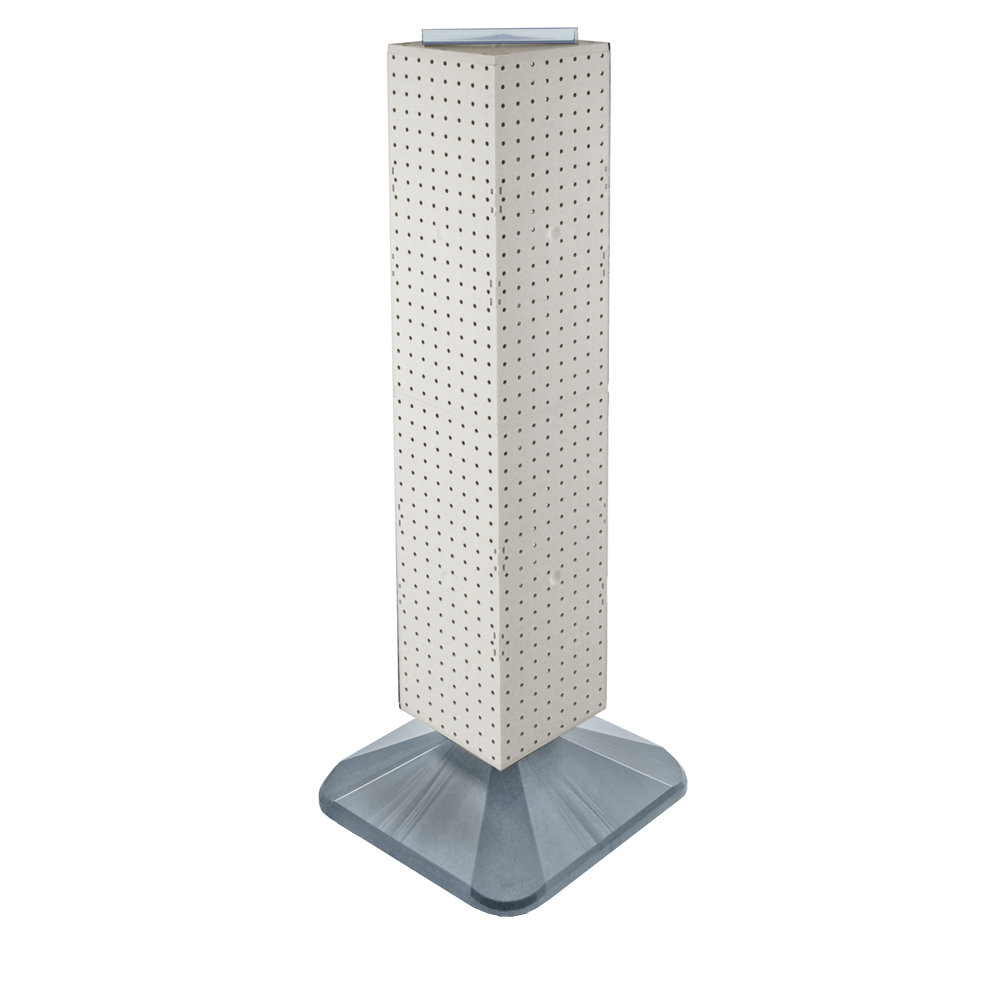 Four-Sided Pegboard Floor Display on Revolving Base. Spinner Rack Tower. Panel 