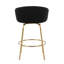 Tabouret de comptoir en velours à hauteur fixe de 26 po avec pieds en métal doré et repose-pieds rond Josie-1260091774