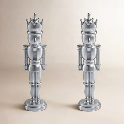 Ensemble de 2 figurines de casse-noisette décoratives métalliques Hartwin