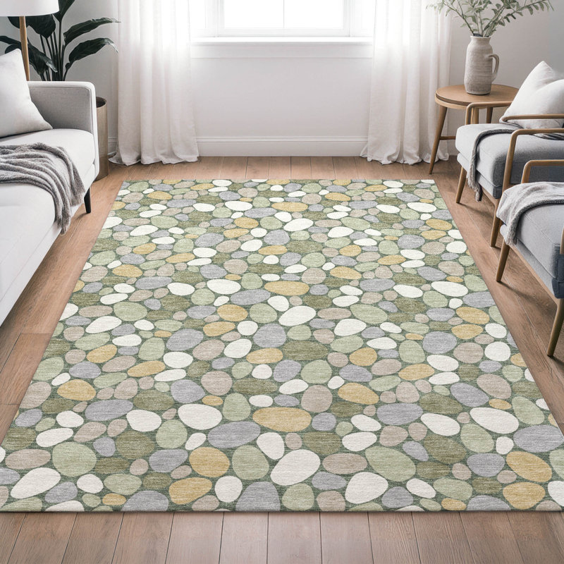 Tapis géométrique intérieur / extérieur lavable à la machine Chantille ACN2817, Basilic, 5' x 7'6"