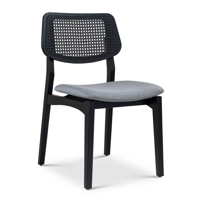 Modern Brazilian Beth Cane Side Chair, Essence Gray/Ebano Frame