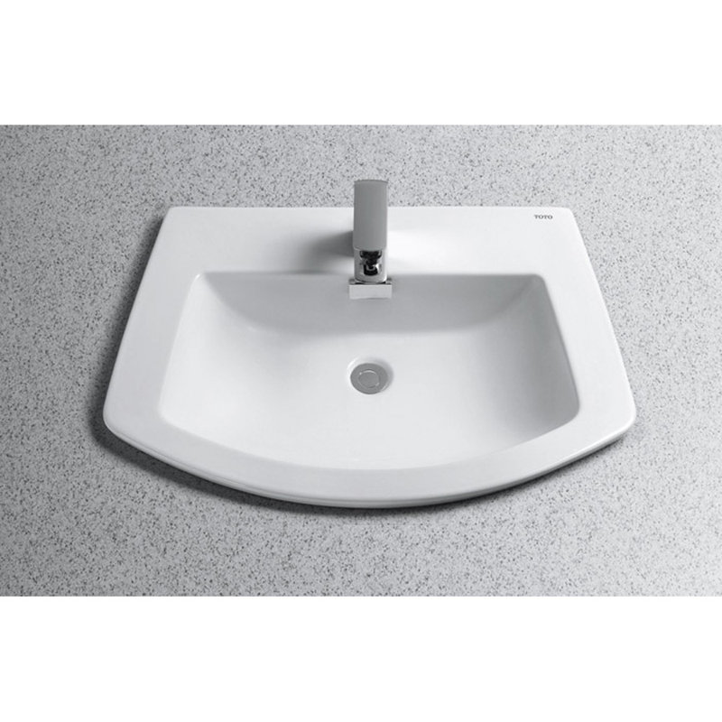 Lavabo de salle de bain encastré en porcelaine vitreuse avec trop-plein Soirée®, Gris, Monotrou