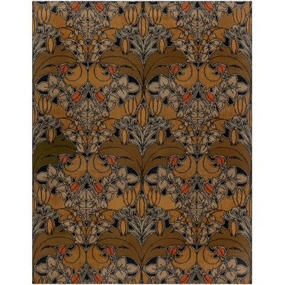 Vintage One-of-a-Kind Rectangle 4'6" x 5'8" 1900s Rectangle Wool Area Rug in Brown and Green