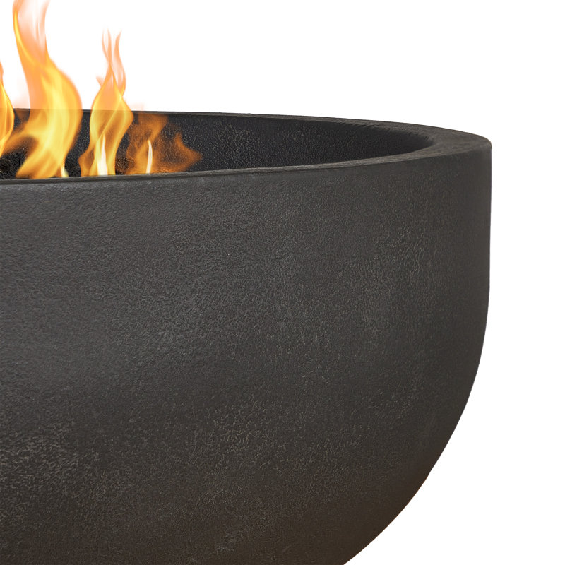 Carson 38" Round Concrete Propane Fire Pit in Carbon by Jensen Co., 14.5" H x 38" W x 38" D, Black, Natural Gas