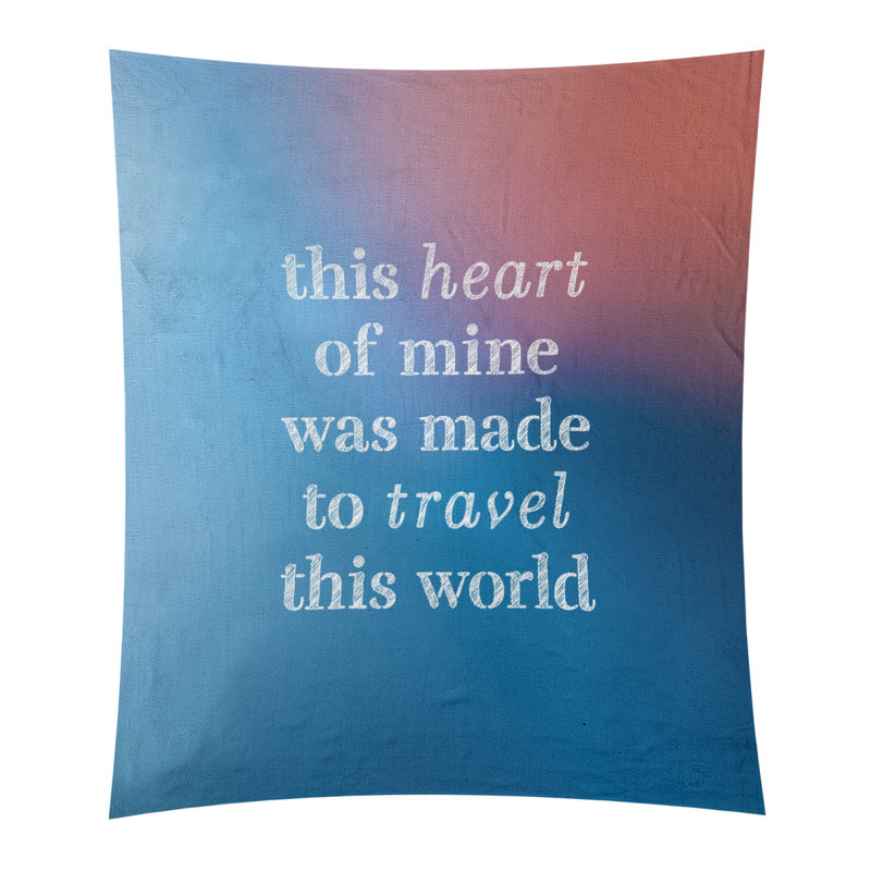 Tapisserie de polyester, voyage d’amour, H 27,5 po x l 37,5 po, Bleu / Rose