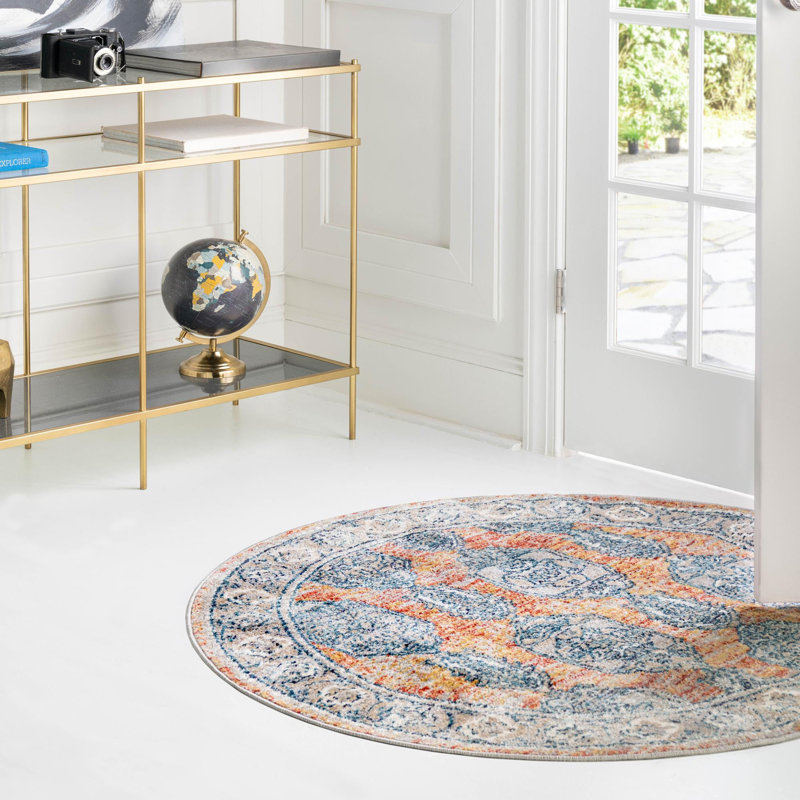 Opel Floral Indoor Rug, Round 7'10"