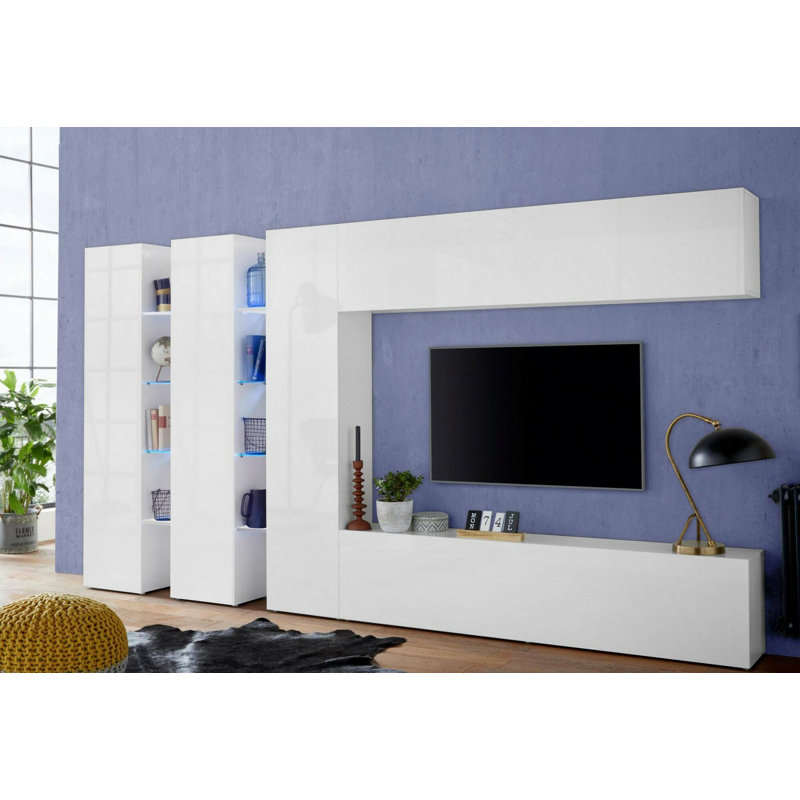 Camreigh Unfinished Entertainment Centre with Fireplace Included, Glossy White