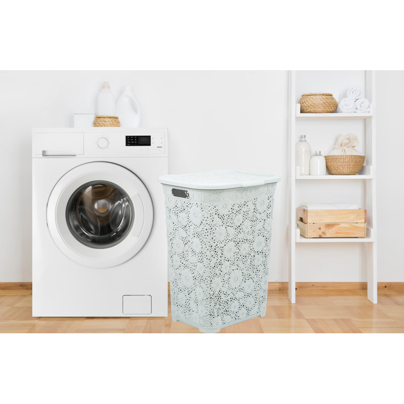 Decorative Lace Laundry Hamper, Off White, 22" H x 17" W x 14" D
