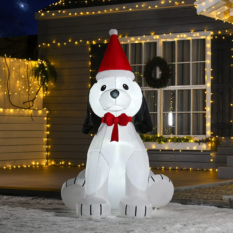 HOMCOM 6ft Inflatable Christmas Puppy Dog Lighted Outdoor Decor