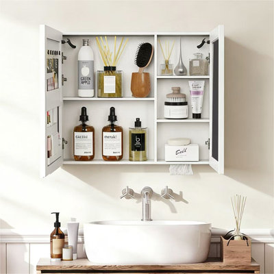 LED bathroom medicine cabinet with single-color white light ,Anti-fogging ,Easy to install Aluminum-plastic cabinet.(31.50*27.56 Two Door)