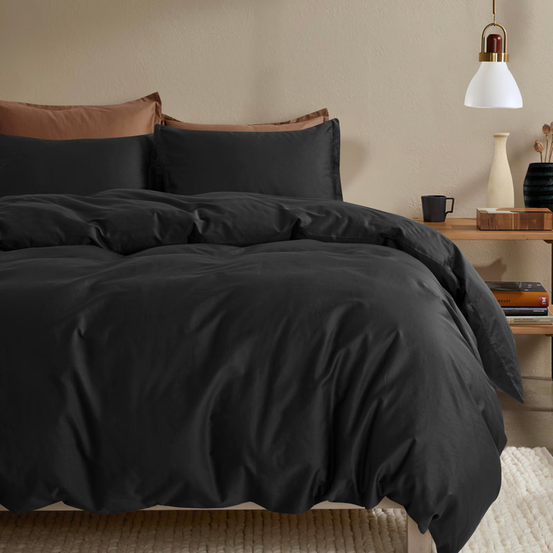 Ensemble de housse de couette 400T, Housse de couette pour très grand lit et 2 très , Noir