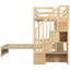 Lit simple au-dessus d'un lit mezzanine avec compartiments de rangement et conception robuste et naturelle en bois massif-1761443310