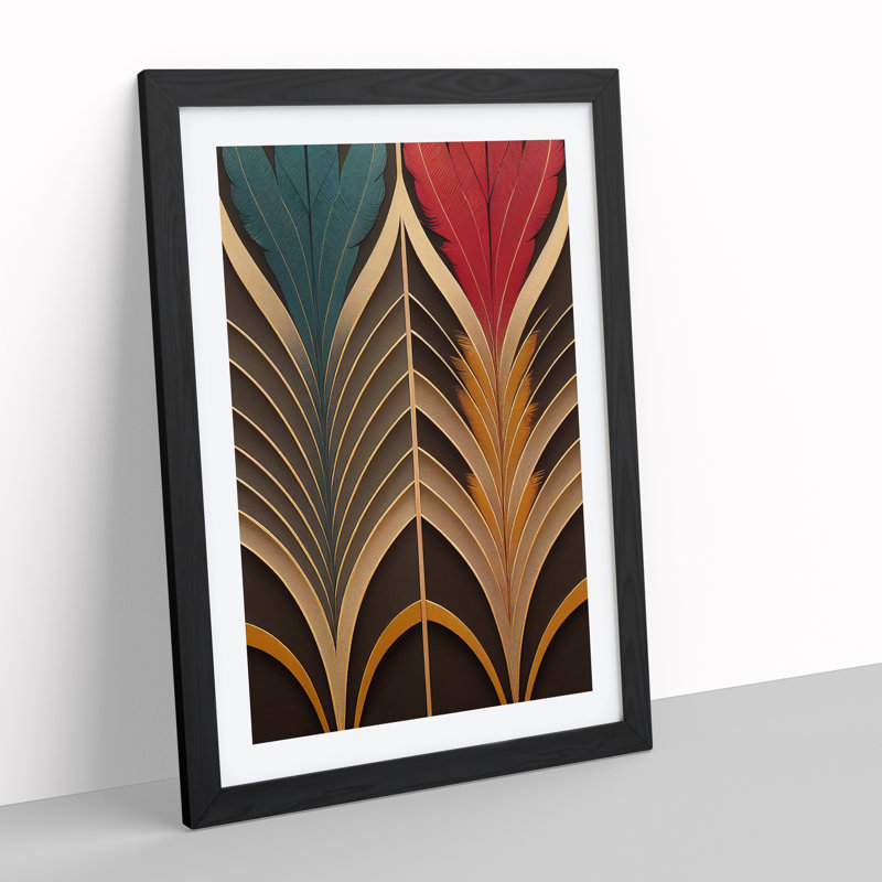 XV1022-4954X Victorious Feather - Print, White, 66cm H x 48cm W, Black Framed