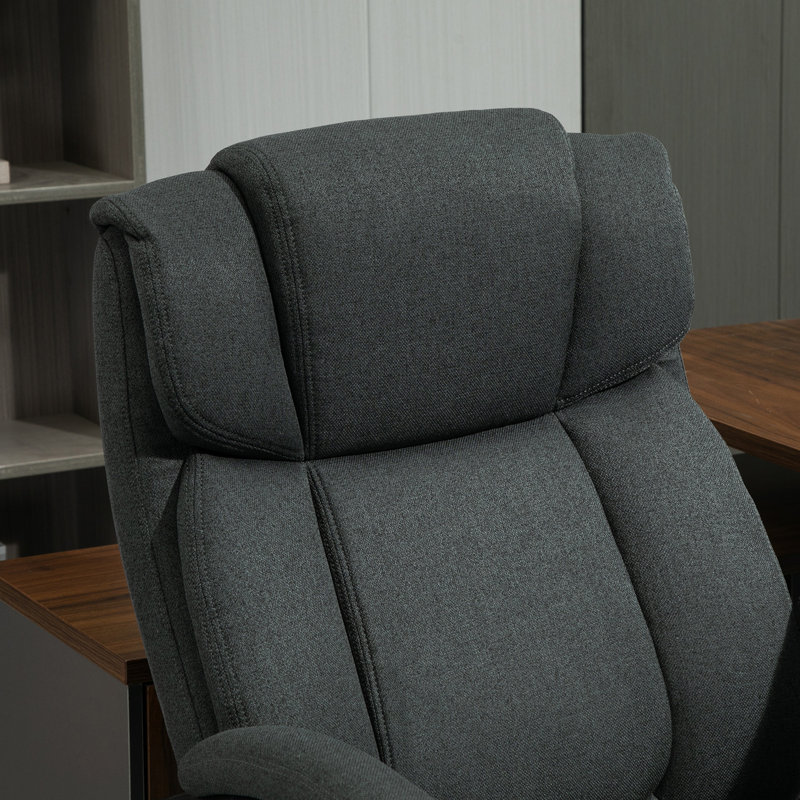 Markeece Executive Chair with Headrest, Charcoal Gray, Polyester