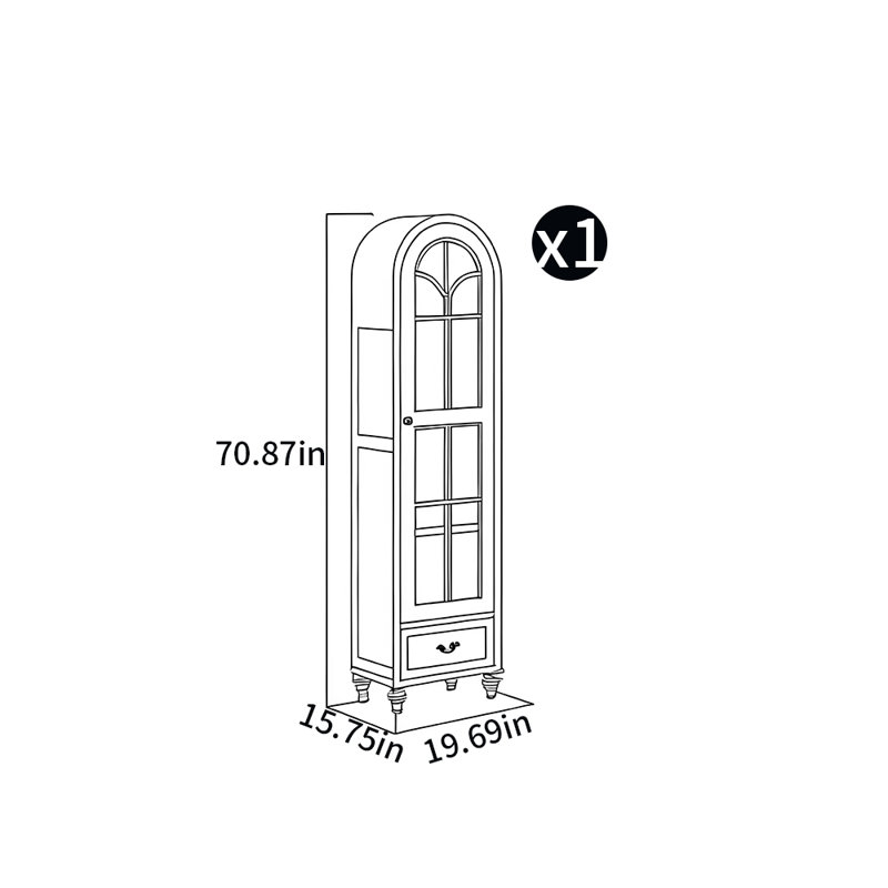 Bibliothèque arquée, (4 tablettes) H 70,87 po x l 19,69 po x P 15,75 po