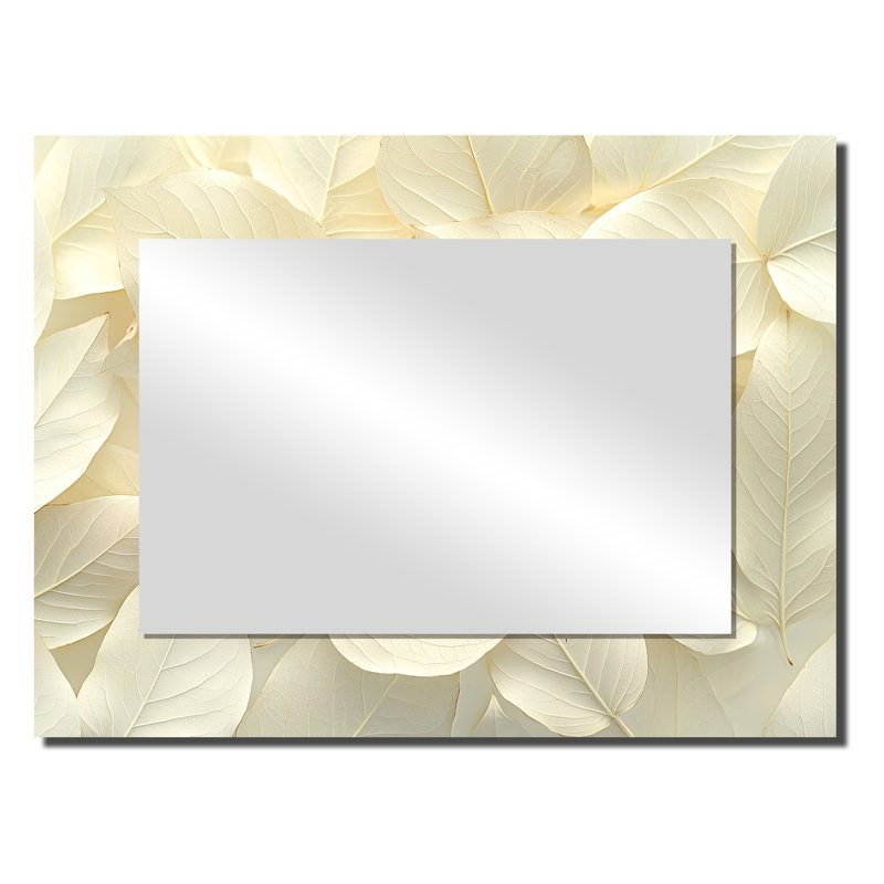 Feuillage ivoire ivoire collage I - miroir floral pour décoration murale - imprimé sur métal, 24 po x 32 po