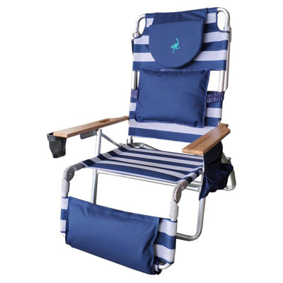 Ostrich Deluxe Padded Lightweight Portable Adjustable Outdoor Reclining Folding Chair with Footrest