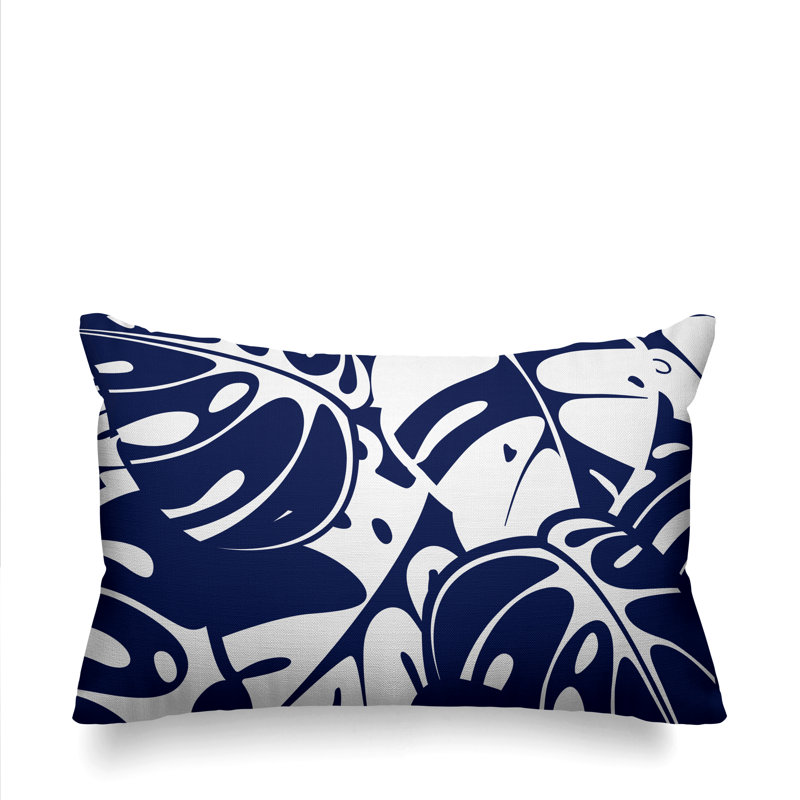  Housse et insert de coussin pour l'extérieur Tropical Leafs, Bleu marine