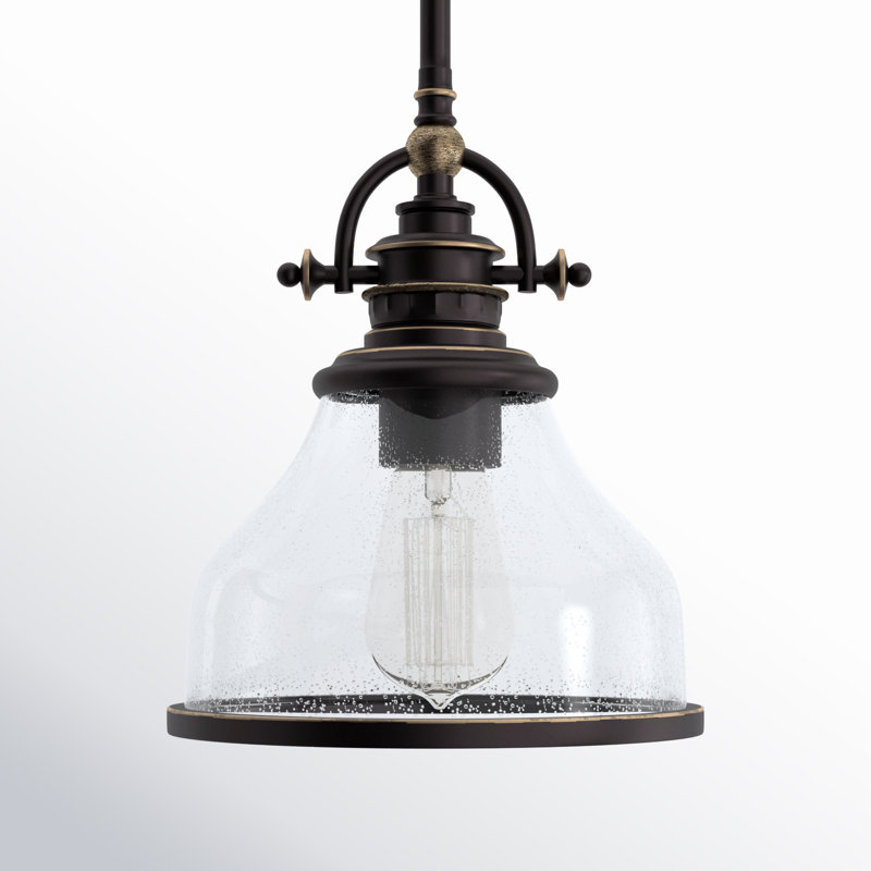 Maybery 1 - Light Dome Pendant, Palladian Bronze, 9.5" H x 8" W x 8" D, Clear Seedy Glass