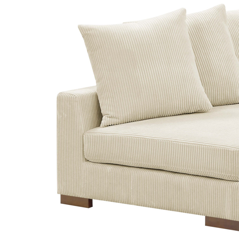 Canapé modulaire rembourré 5 pièces Blondun, Velours côtelé beige