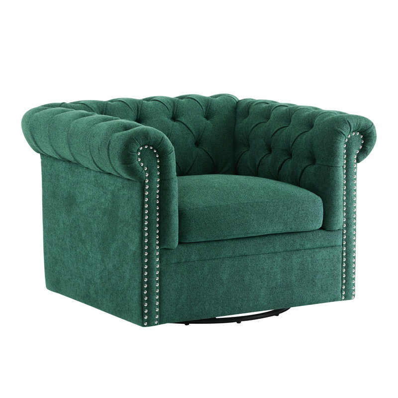 Fauteuil club pivotant rembourré Danyiel Chesterfield