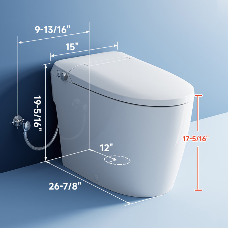  Toilette à bidet intelligente non électrique - deux buses, pompe intégrée, hauteur de chaise ADA, chasse d'eau au pied et conception économisant l'eau