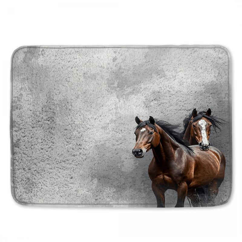 Tapis de bain Deux chevaux qui courent, 24in W x 17in L
