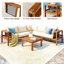 4-Piece Outdoor Acacia Wood Sofa Set Conversation Set-133986786-133986815