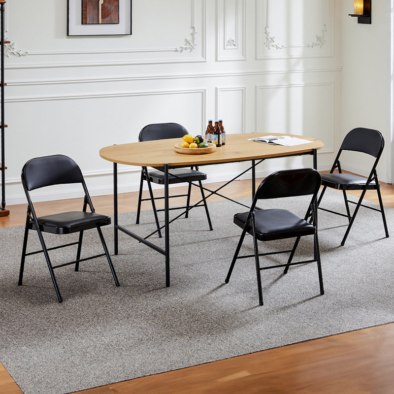 Ensemble de 2 chaises pliantes en cuir Junien