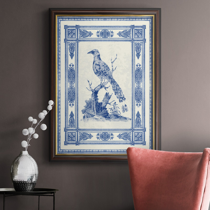 Toile de Jouy II, toile encadrée de qualité supérieure - prête à être accrochée, H 20 po x l 16 po x P 2,5 po