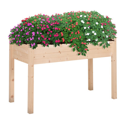 Jardinière surélevée sur pieds Outsunny, boîte à fleurs en bois pour légumes et fleurs 48 po x 22 po x 30 po, naturel