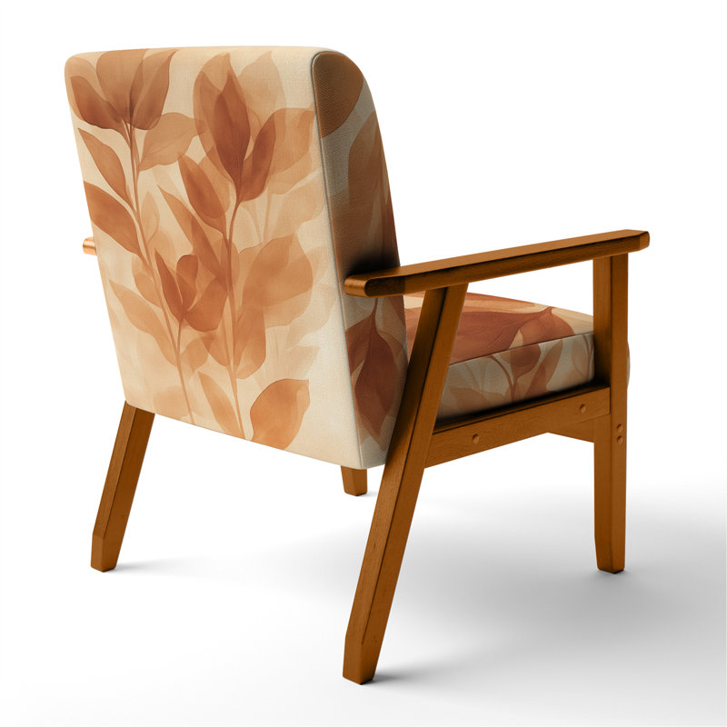 Chaise rembourrée Abstract Botanicals - Chaise avec accoudoirs Caramel Botanical Fade III, Brown Square Arms