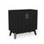 Rangement cannelé avec pieds en bois massif et disposition polyvalente - Armoire de salon pour la chambre, la cuisine, le couloir à finition noire