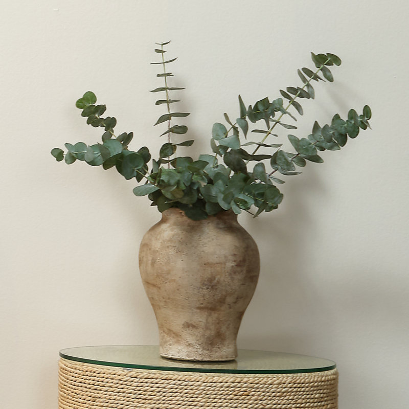 Beige Ceramic Rustic Urn-Shaped Table Vase