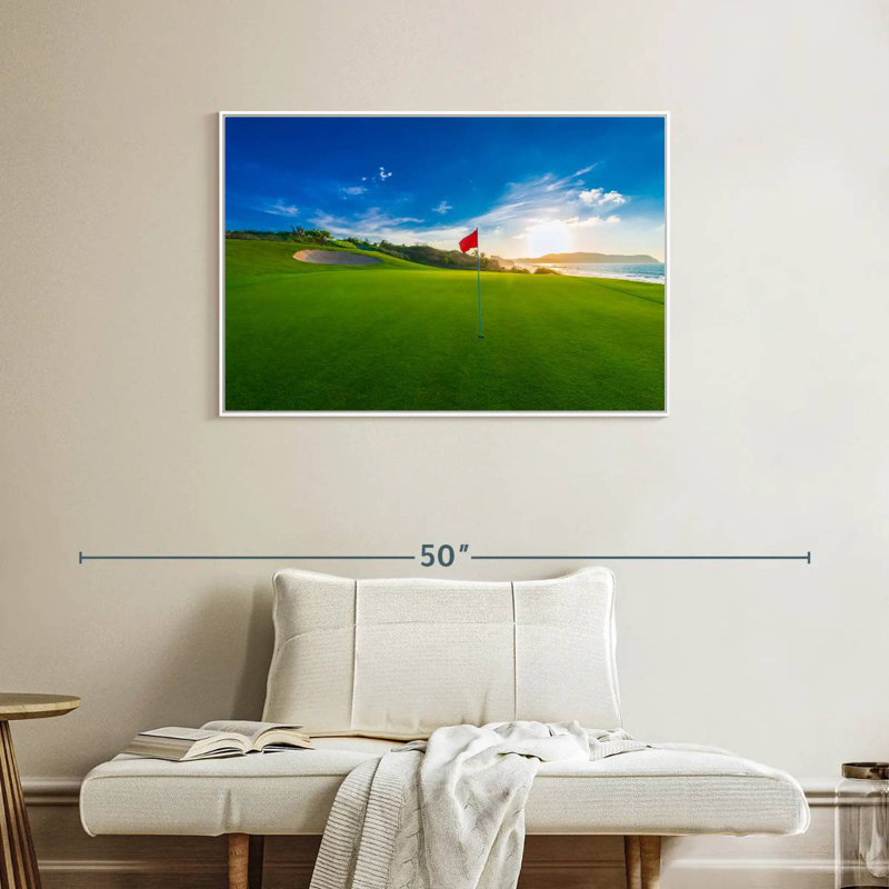 Drapeau rouge du terrain de golf, Cadre flottant blanc, 37 po x 25 po