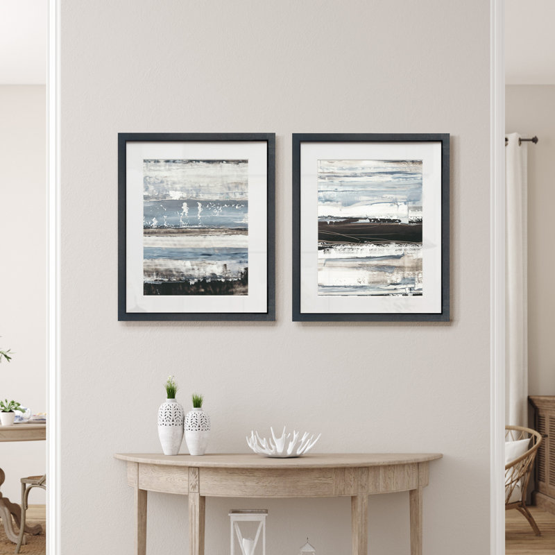 « Icy horizon I », ensemble de 2 reproductions d’art sur papier encadrée