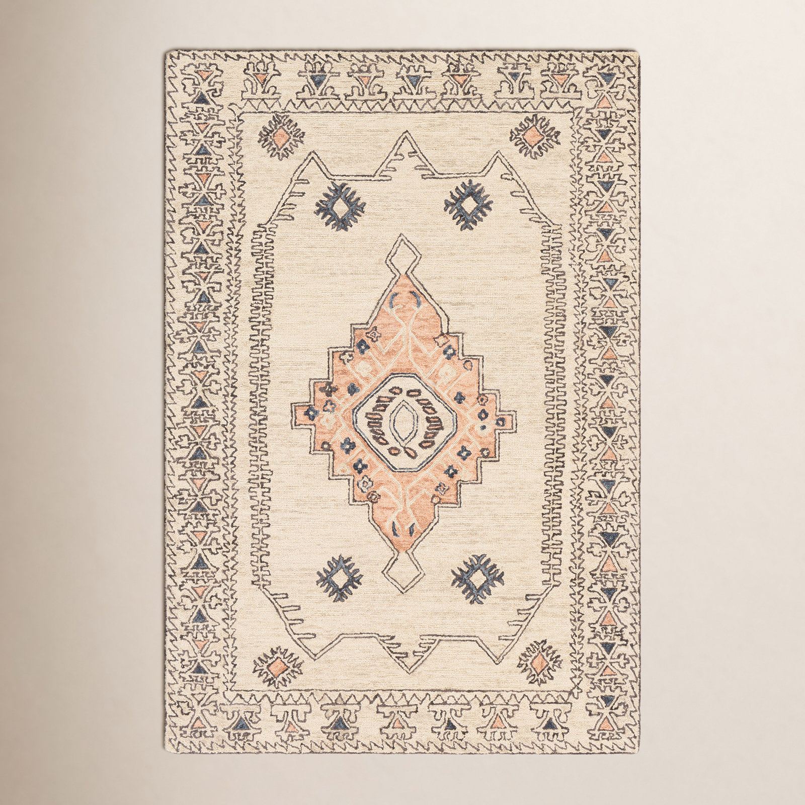 Moore Handmade Wool Beige/Ivory/Gray Rug, Rectangle 5' x 7'6"