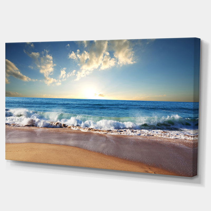 Sunrise Sea Sunset beach, art mural sur toile côtière, reproduction d'art sur la plage, H 20 po x l 40 po, Toile tendue