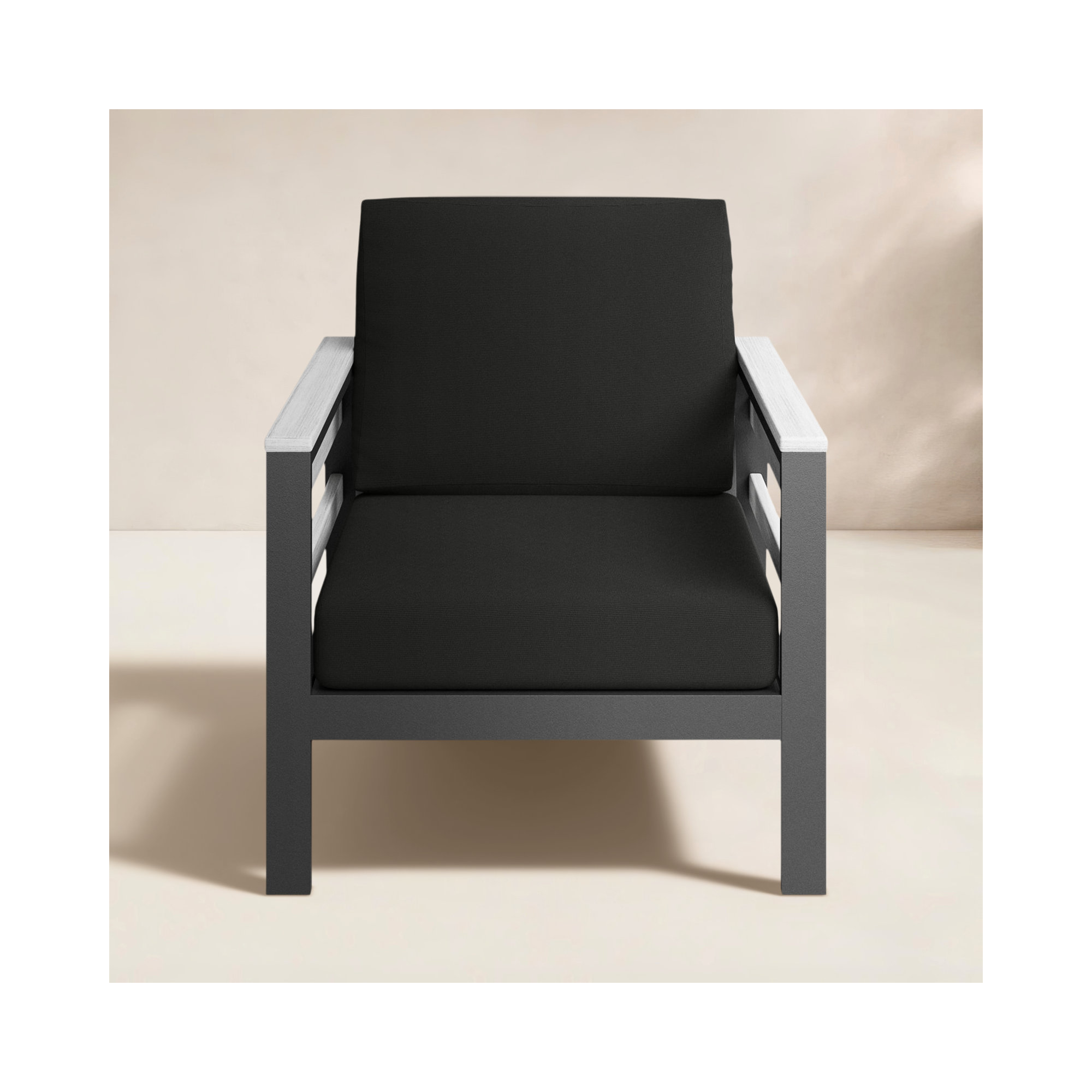 Townsend Patio Chair with Sunbrella® Cushions, Canvas Black Sunbrella® Canvas, White/Dark Gray