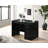 Glam Makeup Vanity Table Glass Top 5 Drawers Crystal Knobs Wooden Bedroom Furniture-231514437