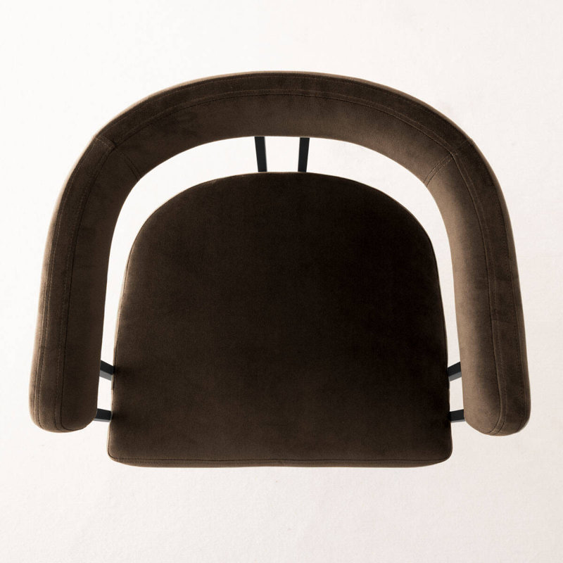 Tabouret de comptoir à dossier uni en velours de 24 po Colrain, Chocolat / Brun