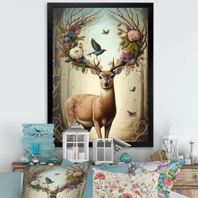 Deer With Blooming Antlers V - Print on Canvas