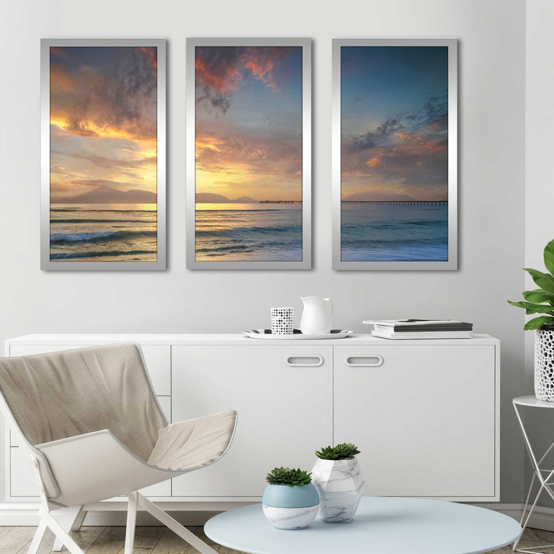 «Partager le coucher de soleil» par Mike Calascibetta - Photographie de cadre 3 pièces, L 40,5 po x H 25,5 po x P 1 po