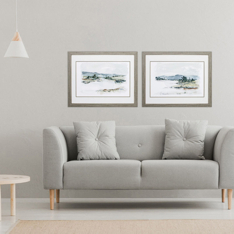Étude sur le lac Overcast-ensemble de 2 reproductions d’art encadrées sur verre
