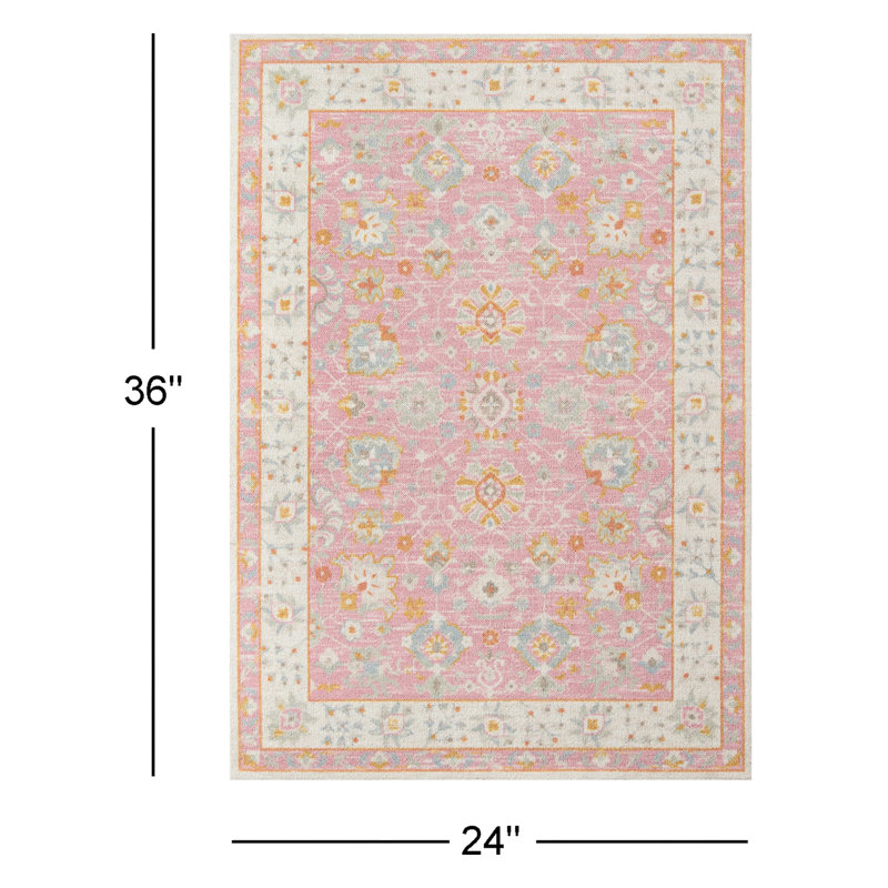 Tapis oriental en laine / nylon rose Guerin, Rectangle 2 pi x 3 pi