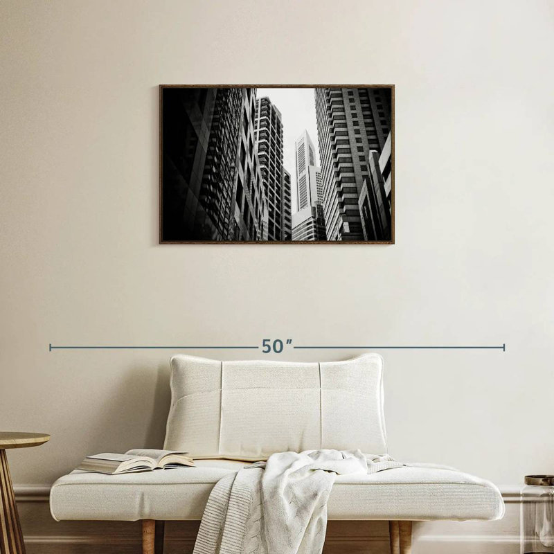 Skyscraper Buildings, Floating Frame Walnut, 31" X 21"