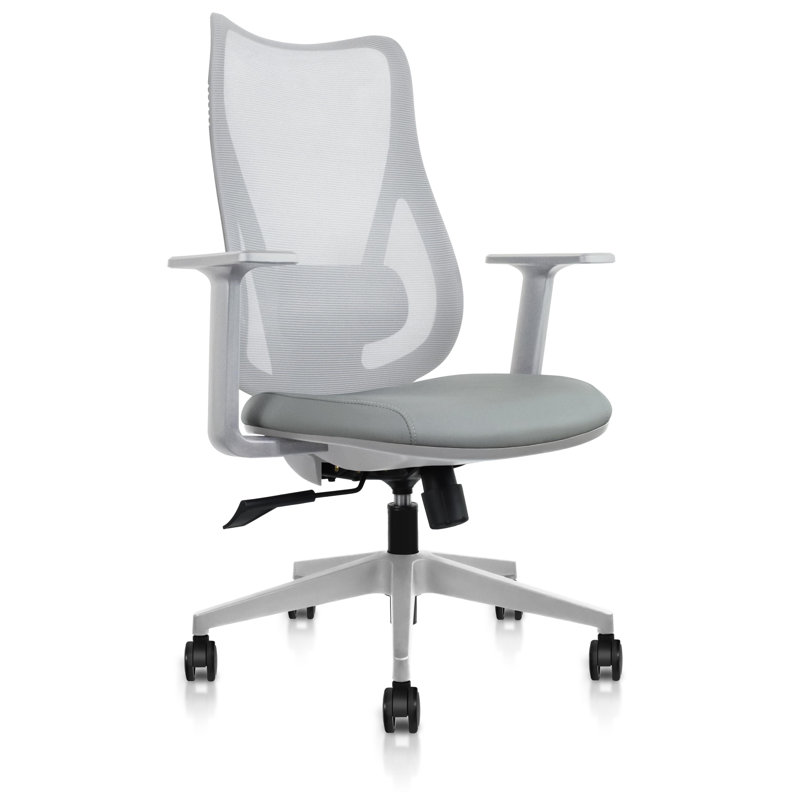 Kumpe Mesh Office Chair – Leather Seat, Adjustable Lumbar Support, Swivel with Wheels, Conference Room Ergonomic Design