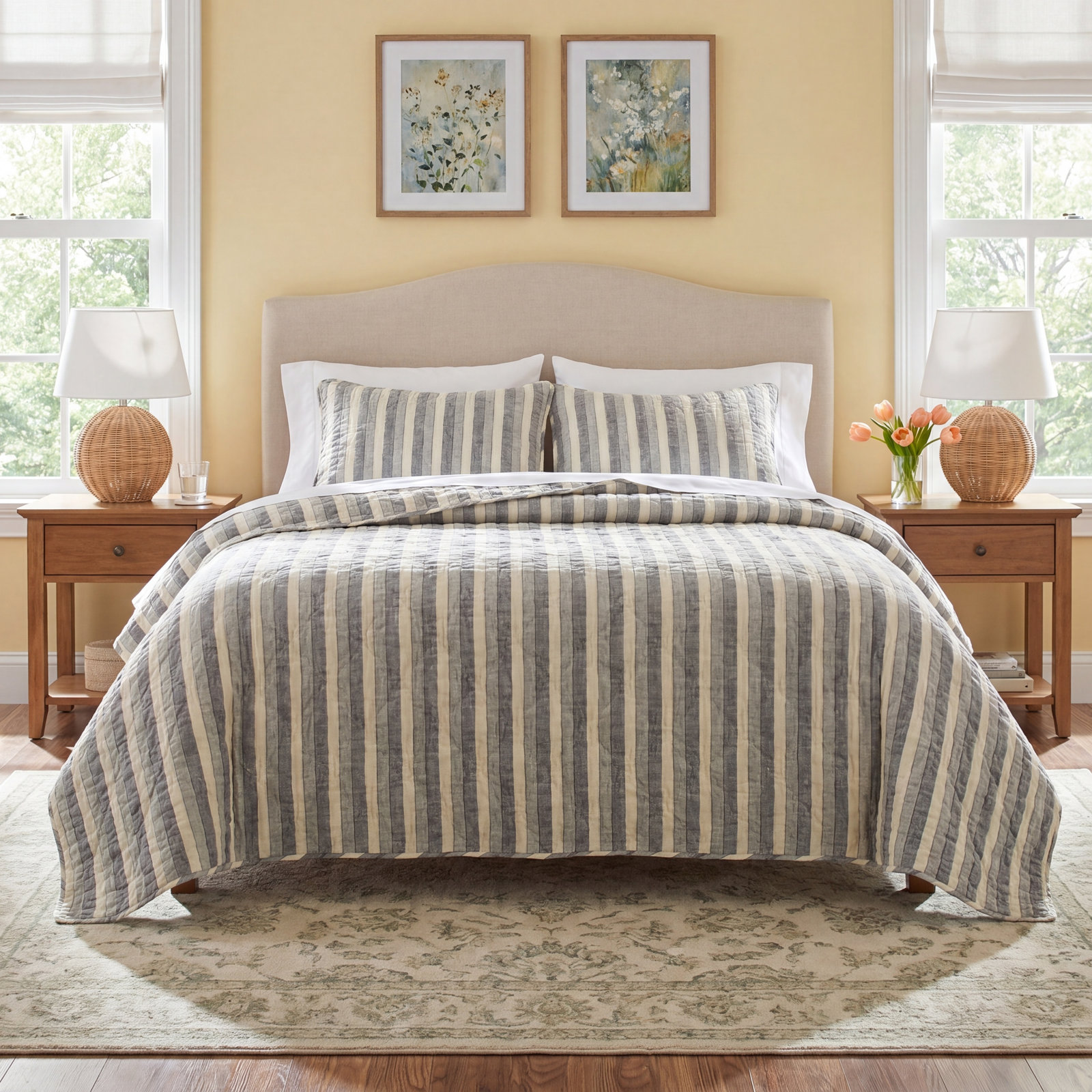Armond Linen Quilt Set, Twin Quilt + 1 Sham