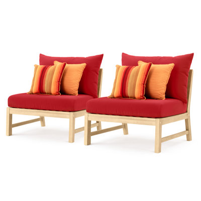 Paulet Acacia Outdoor Armless Lounge Chair , Sunbrella® Cushions Included
