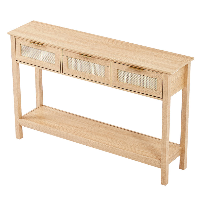 Console en rotin avec 3 tiroirs de rangement